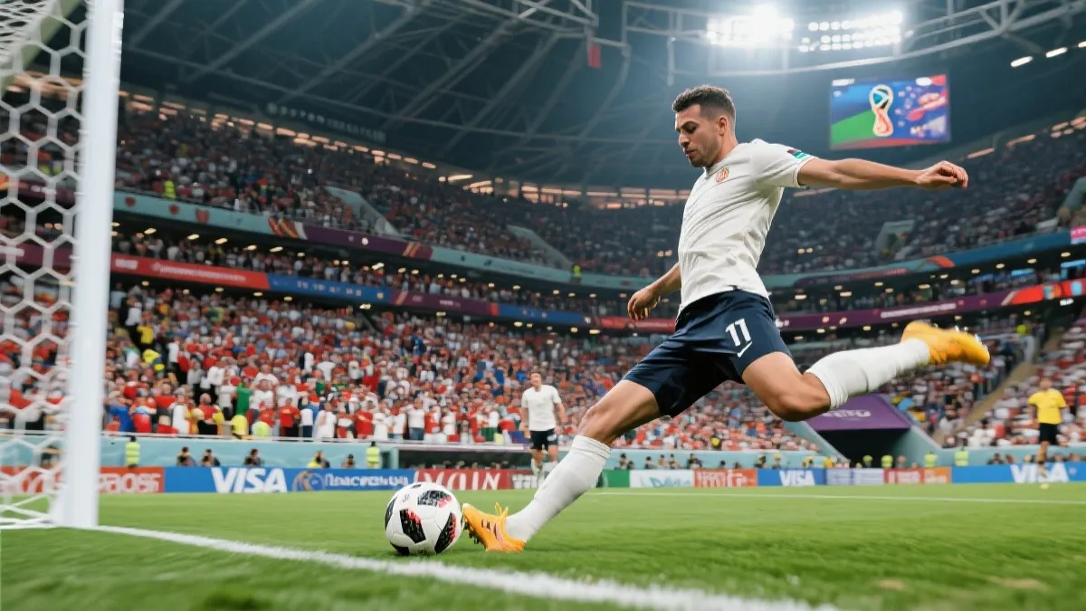 世界杯比赛中焦点球星射门瞬间